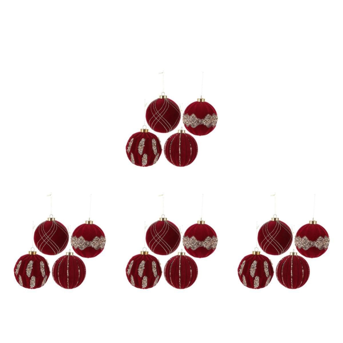 TOYANDONA 16 Stück Bruchsichere Christbaumkugeln 10cm Rot aus Kunststoff | Weiche Samtoberfläche, Wiederverwendbar und Funkelnd, für Festliche Feiern und Selbstgemacht Bastelarbeiten