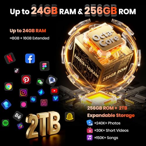 Image of FOSSIBOT czf F117 2026 Rugged Call Phone Unlocked, 20GB+128GB /2TB,5000mAh Battery Cellphones,6.67 inch 4G Smartphone, Android 14 Phone,Face&Fingerprint Unlocked
