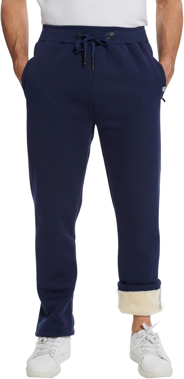 Flygo Men's Fleece Pants Winter Warm Joggers Pants Active Sherpa Lined Sweatpants - Image 2