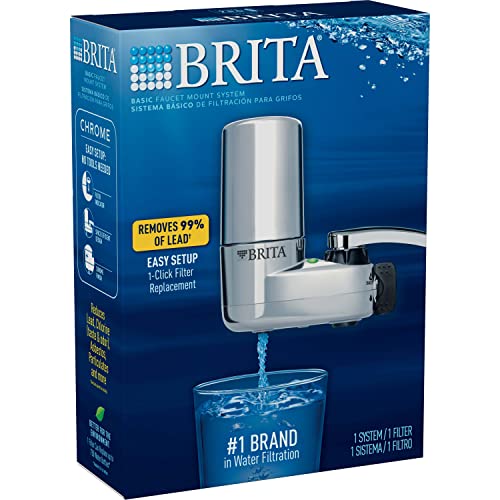 Brita Water Filter For Sink, Faucet Mount Water Filtration System For Tap Water With 1 Replacement Filter, Reduces 99% Of Lead, Chrome #TOP6