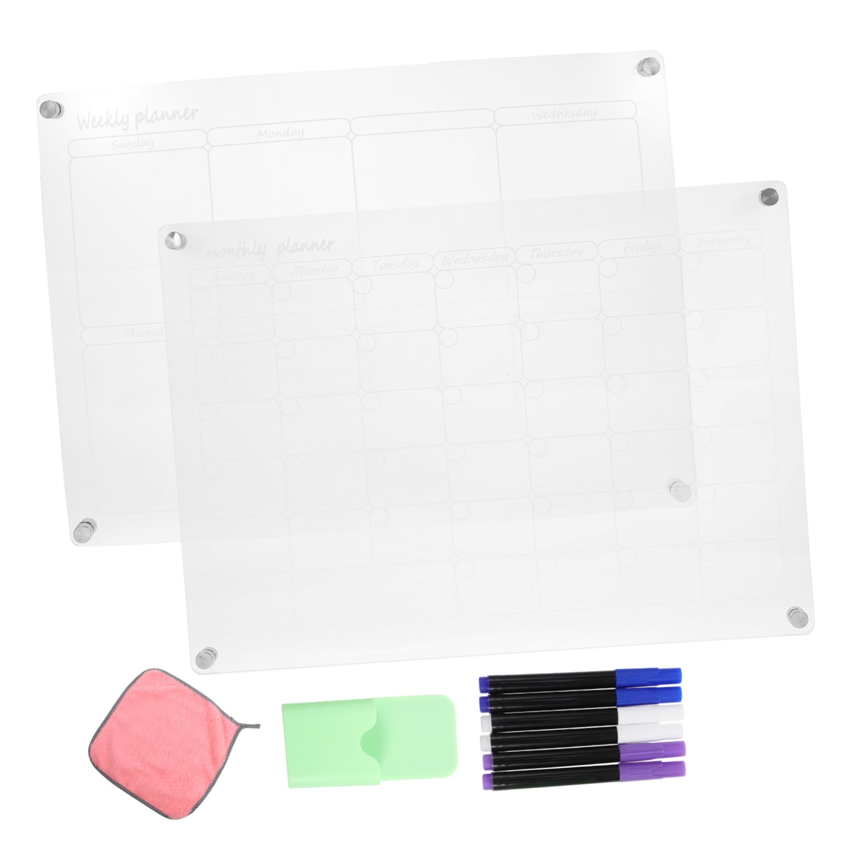Calendrier Magnétique Effaçable à Sec Pour Réfrigérateur Tableau De Planification Des Repas Menu Hebdomadaire Et Mensuel Avec Marqueurs