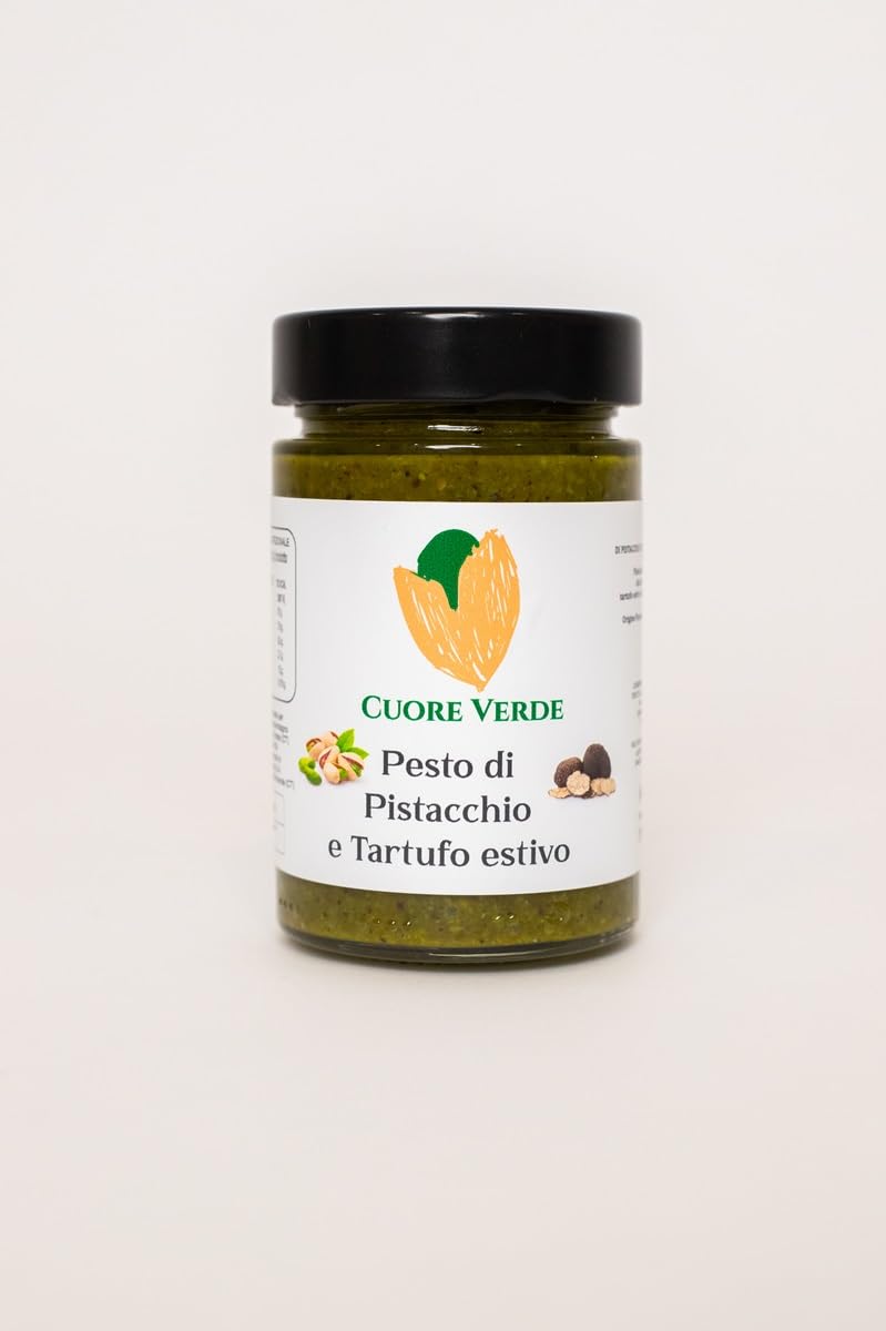 Pesto aux pistaches et aux truffes d'été Idéal pour les pâtes, les pizzas, les savoureuses bruschettas, seconds plats - SANS GLUTEN - Paquet de 4 pcs. à partir de 190gr. Caduno