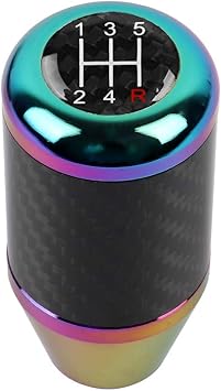 Universal 5 Speed Neo Chrome Carbon Fiber Racing Gear Stick Shift Knob for MT Manual