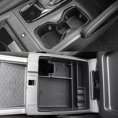 Image of CDEFG 2Pcs for 2026 Nissan Frontier Center Console Organizer Tray for 2022-2025 2026 Nissan Frontier Accessories Middle Console Organizer Armrest Storage Box & Cup Holder