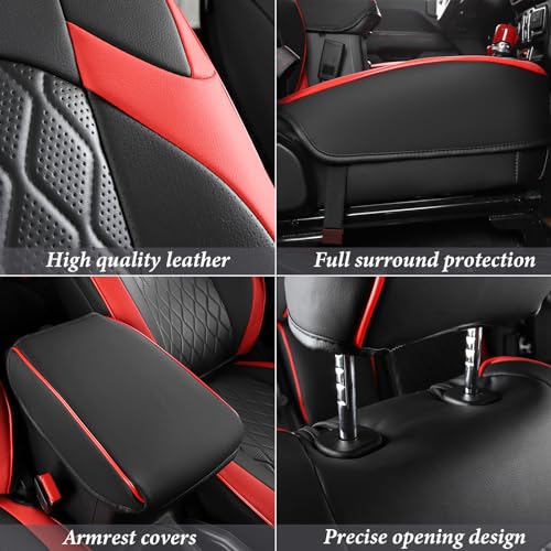 Image of Coverado Seat Covers 4 Door for Jeep Wrangler, 2PCS Leather Car Seat Cover for Jeep Wrangler Vehicle Accessories Custom Fit for 2018-2026 Jeep Wrangler Seat Covers 2-Door /4-Door(Red)