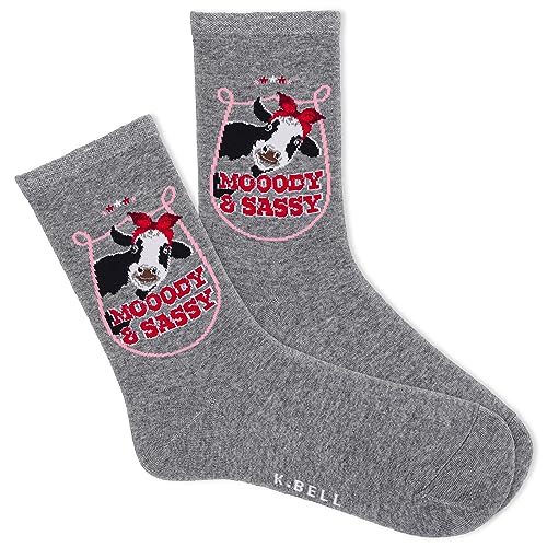 Image of K. Bell womens Funny Animal Crew Socks - 1 Pairs - Cool & Cute Wordplay Novelty Gifts