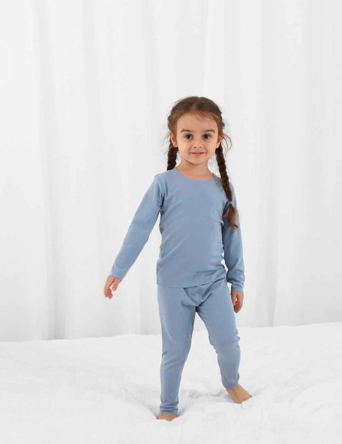 RRP Toddler Soft Lyocell Pajamas Infant Solid Snug Fit Long Sleeve Sleepwear Baby Boys Girls PJs 4-Piece Set 12M-5T - Image 3