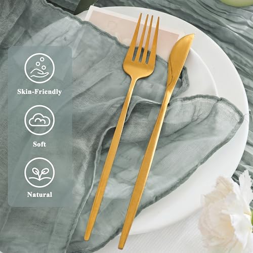 Xiomot 50 Pack Cheesecloth Napkins 20"x20" Dusty Blue Boho Gauze Cheese Cloth Napkins Bulk Rustic Dinner Table Decor for Wedding Bridal Baby Shower Party by Xiomot - Used condition - Image 3