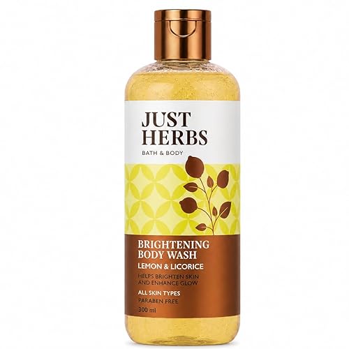 Just Herbs Vitamin C Brightening Body Wash with Lime and Liquorice for Men & Women | Hydrates Skin, Reduces Hyperpigmentation & Maintains pH Level | Suits All Skin Types- 300 ml