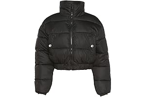 Women's Cropped Quilted Puffer Jacket Outerwear Coat
