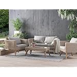 Vittoria Lounge-Set Rattan Braun mit grauen Auflagen