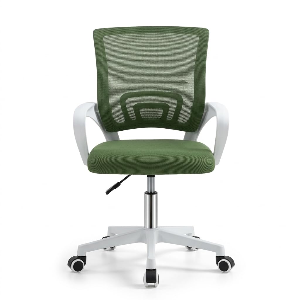 Cribel CINDY Sedia da Cameretta Verde Ergonomica con Schienale in Rete Traspirante, Seduta Imbottita, Braccioli Integrati e Ruote 57.5x61.2x89-98 cm