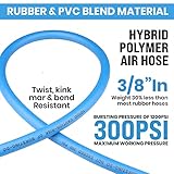 YOTOO Hybrid Lead-in Air Hose 3/8-Inch by 3-Feet 300 PSI Heavy Duty, Lightweight, Kink Resistant, All-Weather Flexibility with Bend Restrictors, 1/4" Industrial Quick Coupler and Plug, Blue - Image 2