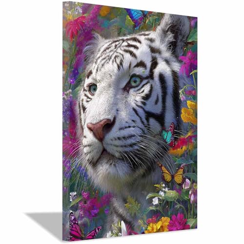 Affiches et impressions HD tigre et papillon pour décoration murale