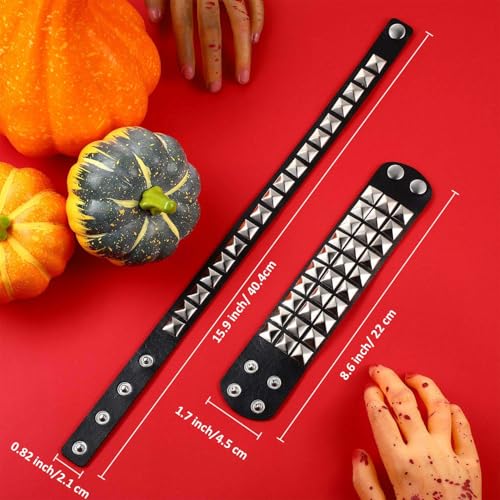 FeiOne 3-teiliges Set Punk Accessoires: Punk Nietengürtel Damen and Herren, Nietenarmband, Halsband, Grunge Accessoires, Y2K Gürtel, Emo Clothes, Punk Rock Gothic Gürtel
