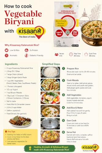 Image of KisaanSay Gorakhpur Kalanamak Rice, 5kg Diabetic Friendly | Aromatic Rice | Unpolished| High in Iron & Protein | Rich In Nutrients & Fiber| Low GI | Sugar Control | Buddha rice | Traditionally Milled | Helps manage weight and sugar control rice