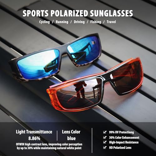 Image of Polarized Sports Sunglasses for Men Women,Driving Fishing | UV400 Protection Anti-Glare Lens, Wrap Around Sunglasses for Cycling,Hiking,Golf & Outdoor Sports Unbreakable Frame