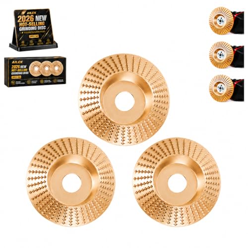 Image of Tungsten Carbide Wood Cutting Wheel Carving Disc Shaping Attachments Set for Shaping Sanding Grinding Blades Heavy Duty Angle Grinder Polishing Pad for 4 inch & 4-1 /2 inch Woodworking (Curved Type*3)