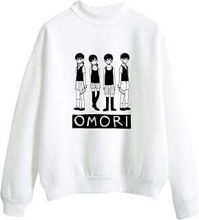Omori Game Sweatshirt Unisex - Omori Merch Crew Neck Sweatshirt for Men/Women Pullover Half Turtleneck Long Sleeve Clothing - Omori Cosplay Jumpers Teens Girl