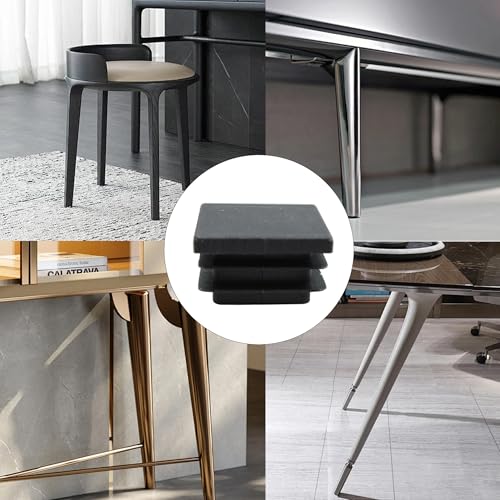 Image of 24PCS Black Plastic Square Tube Caps, Furniture Leg Caps, 32mm /1.25inch Square Plastic Hole Plugs