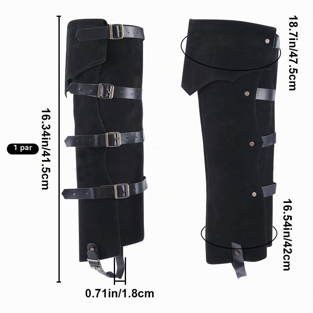 GORGECRAFT 2pz Fundas Medievales para Botas Protectores de Piernas de Piel Sintética de Terciopelo con Correas de Hebilla Botas Piratas Renacentistas Negras Calentadores para Halloween Cosplay