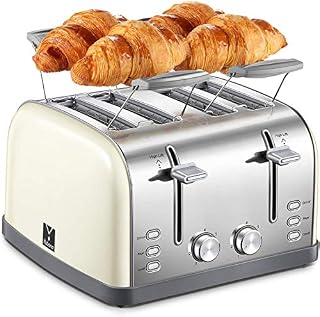 4 Slice toaster, Retro Bagel Toaster Toaster with 7 Bread Shade Settings, 4