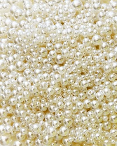 Pearls Beads, LOLASATURDAYS 2000pcs 4mm-12mm Pearl Beads for Jewelry Making, Pearls for Crafts, perlas, Pearl Beads for Crafting, perlas para bisuteria, vase Filler, Beads in Bulk, Ivory Pearls