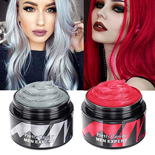 Hair Color Wax - Hair Wax Color Silver Gray Red Hair Dye Instant Natural Matte Hairstyle Cream coloring for Men Women Kids Party Cosplay Date Halloween