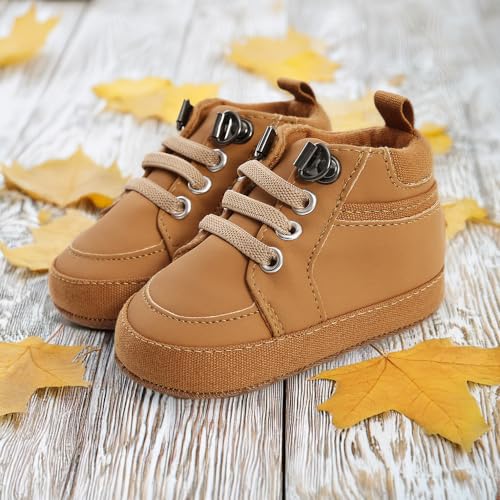 Image of CENCIRILY Baby Boys Girls High Top Sneakers Soft Soles Anti Skid Infant Ankle Shoes Toddler Prewalker First Walking Crib Shoes