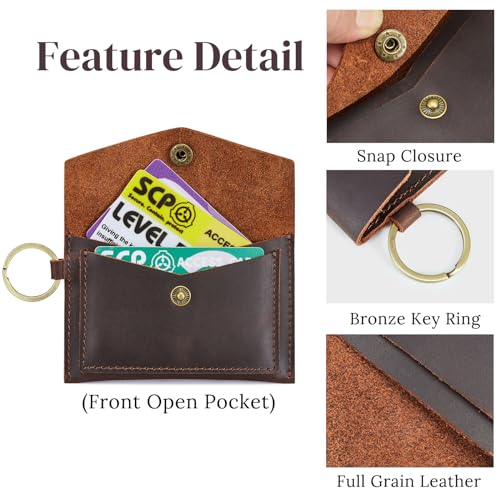 Image of S-ZONE Genuine Leather Women's Small Wallet Change Pouch Credit Card Holder Mini Purse Envelope Keychain