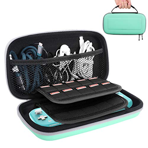 Preisvergleich Produktbild TiMOVO Kompatibel mit Nintendo Switch Lite Hartschale Tragetasche, Verbessert Konvex Aufbewahrungstasche mit Griff Fach für Switch Lite Konsole, Spielkarten und Zubehör - Türkis