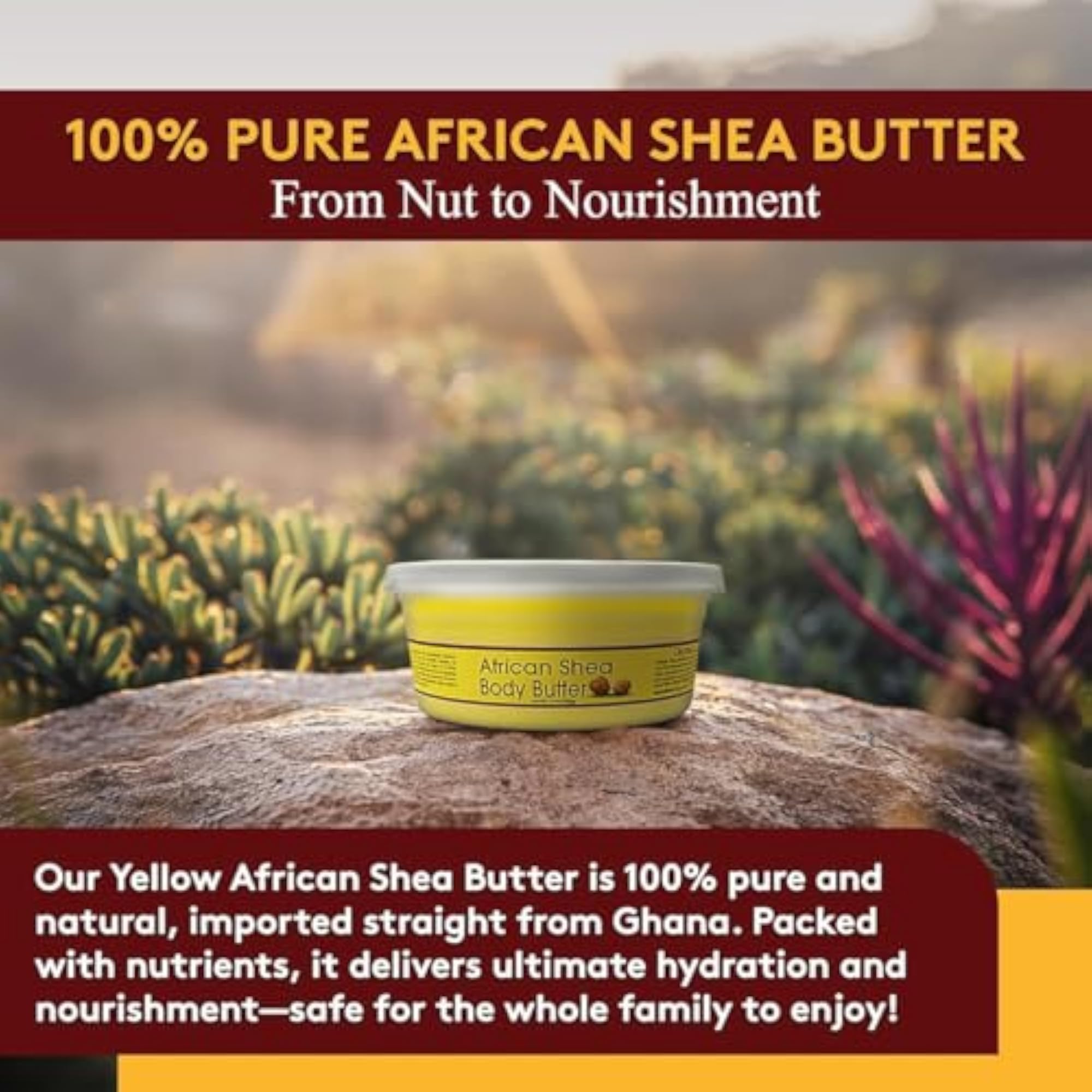 Shea Butter Jar, Yellow, 8 Ounce