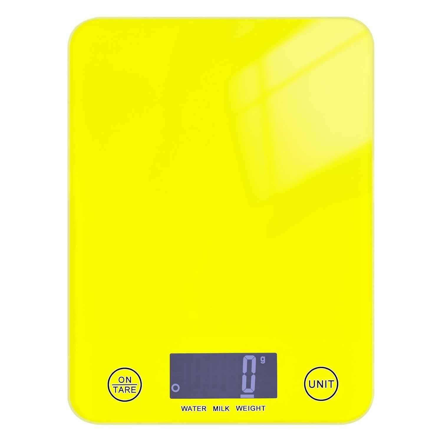 Yellow Food Scale 11lb Digital Small Kitchen Scale Waterproof Tempered Glass Use for Meal Prep - Four Units of Measurement