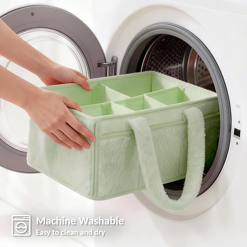 Miniatura 8 de luxury little Organizador suave de pañales para bebé, cesta de almacenamiento para guardería con divisor extraíble, cesta portátil para pañales