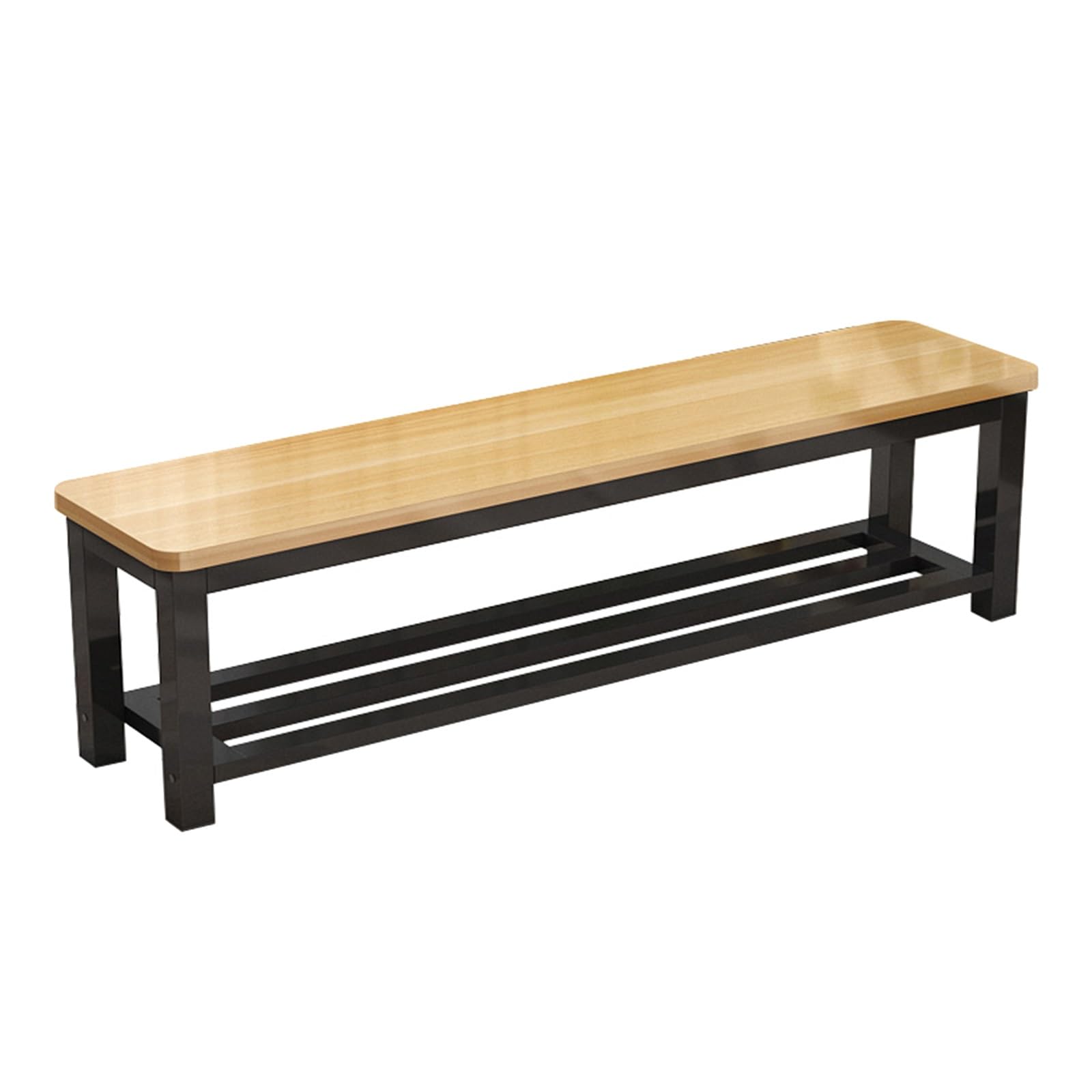 Banc en bois moderne 119 cm élégant avec pieds en métal noir