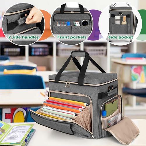 Image of LUXJA Rolling Teacher Bag with Wheels and 15.6 inch Laptop Compartment, Gray