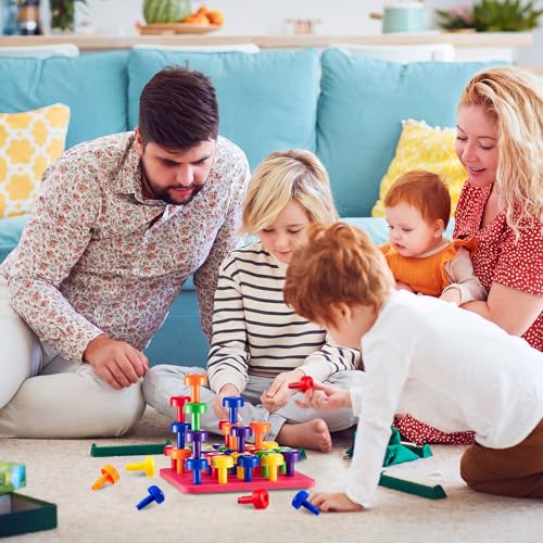 Image of Toddler Peg Boards Montessori Stacking Toys,Red,Yellow,Blue,Orange