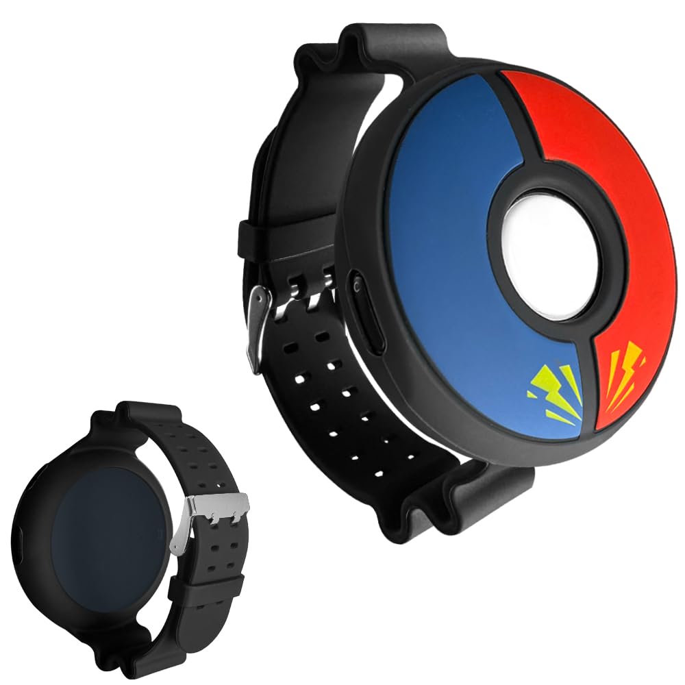 Soft Silicone Band Compatibile with Poke-mon Go Plus + 2023, Protective Case Adjustable Wristband (Black)