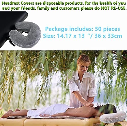 50 Pieces Breathable Disposable Headrest Covers Face Cradle Covers Ultra Soft Non Woven Fabric Face Rest Covers for Massage Tables Beauty Spa Salon Bed, Universal Size 14.17 x 13/ 36 x 33cm