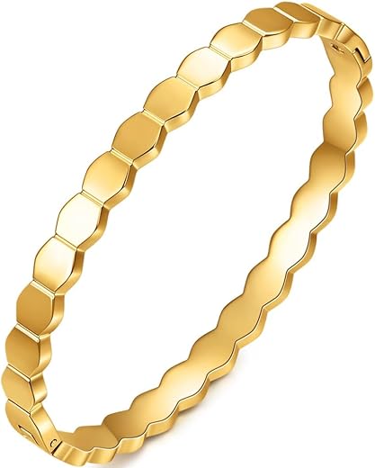 Jude Jewelers Stainless Steel Hexagonal Bee Nest Classic Simple Bangle Bracelet