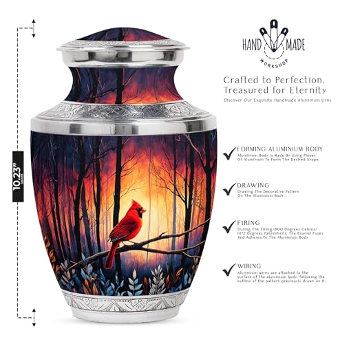 Image of Cardinal Bird Urn Mini Burial Urn for Ashes Adult Male 1 Large & 2 Small | Large Funeral Urns, Decorative Urns