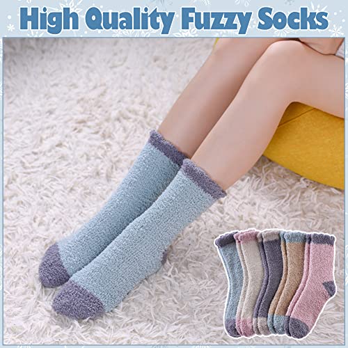 Image of LANLEO 5 /6 Pairs Womens Super Soft Fuzzy Plush Warm Winter Home Sleeping Slipper Socks