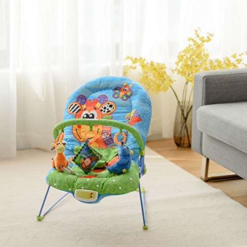 COSTWAY Wipstoeltje voor baby Ligstoel Rustgevende muziektrillingsspeeltjes, ontwerp: Giraffe - Afbeelding 3