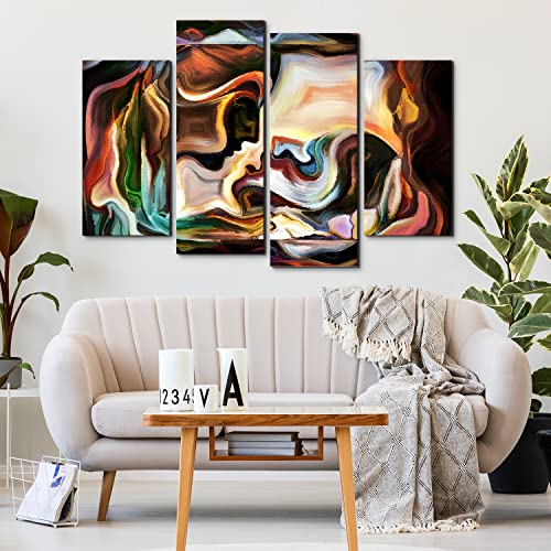 Colorful Abstract Wall Art Canvas Prints Mid Century Wall Decor 4 Piece, Modern Abstract Egyptian Pictures Posters For Bathroom Living Room Watercolor Paintings Aesthetic Artwork Home Decorations #TOP3