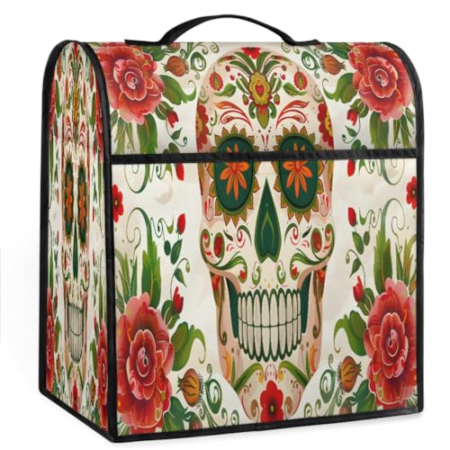 Coffee Maker Cover Floral Sugar Skull Kitchen Appliance Covers Small Appliance Covers Blender Cover Juicer Cover Dust Covers for Kitchen Appliances with Top Handle and Pockets,Washable,B538