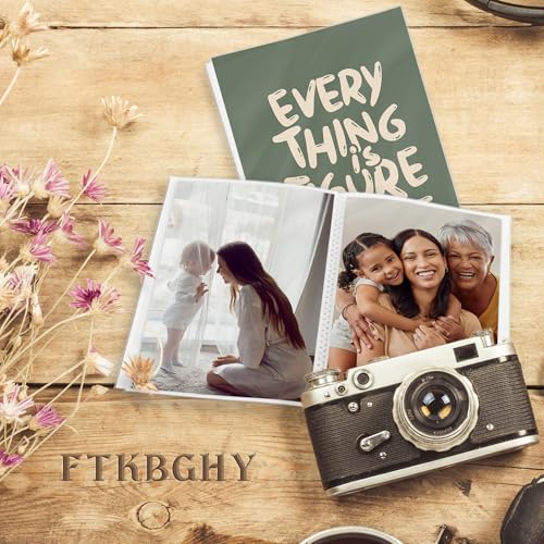 Image of Everything Is Figureoutable Photo Album 4x6, Olive Green Inspirational 18 Pockets Small Picture Memory Book Photo Album Keepsake for Graduation Wedding Anniversary Travel Vacation