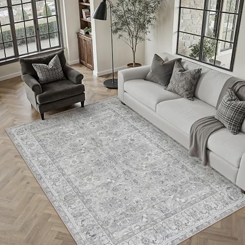 Amazon.com: PureCozy Gray 6x9 Area Rug Washable Vintage Living Room ...