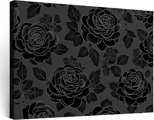 Tableau relief floral gothique noir 70 x 50 cm pour décoration de salle de jeux et chambre