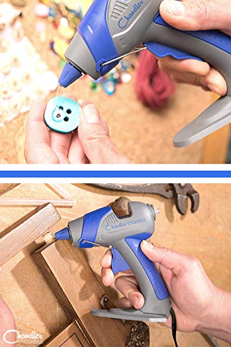 Chandler Tool Mini Glue Gun - 25 Watt Mini Size High Temp Hot Melt Mini Glue Gun Kit with 10 Pcs Mini Hot Glue Sticks, Patented Base Stand for Arts & Crafts, DIY & More (Blue) - Thumbnail 3