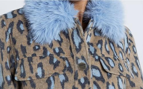 CHARTOU Women Winter Leopard Jacket Faux Fur Trim Y2k Crop Wool Coat Outwear4